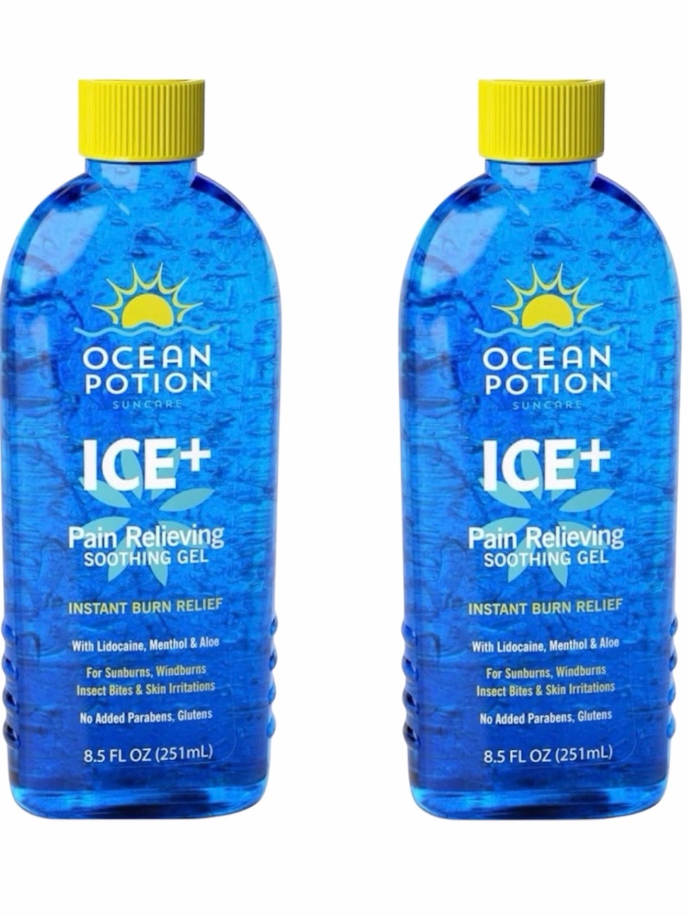 2 Ocean Potion Ice Instant Relief Menthol Aloe Sunburn Bug Bites Gel 8.5 oz 2/29